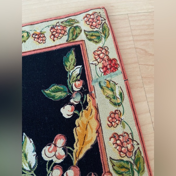 Set 6 - April Cornell Placemats Trout Fish Raspberries Ivy Black Dusty Rose Pink - Picture 6 of 6